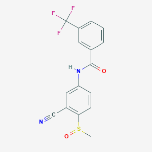 molecular formula C16H11F3N2O2S B3124766 N-(3-Cyano-4-(methylsulfinyl)phenyl)-3-(trifluoromethyl)benzenecarboxamide CAS No. 320421-30-5
