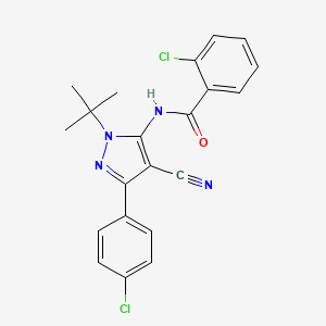 molecular formula C21H18Cl2N4O B3124804 N-[1-(tert-butyl)-3-(4-chlorophenyl)-4-cyano-1H-pyrazol-5-yl]-2-chlorobenzenecarboxamide CAS No. 320422-27-3