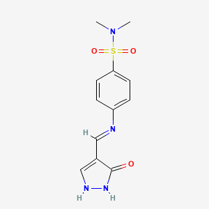 molecular formula C12H14N4O3S B3124872 N,N-dimethyl-4-{[(5-oxo-1,5-dihydro-4H-pyrazol-4-yliden)methyl]amino}benzenesulfonamide CAS No. 320425-23-8