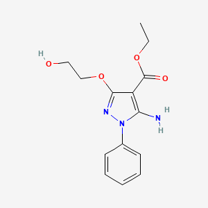 molecular formula C14H17N3O4 B3124948 ethyl 5-amino-3-(2-hydroxyethoxy)-1-phenyl-1H-pyrazole-4-carboxylate CAS No. 321391-76-8