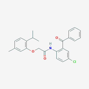 molecular formula C25H24ClNO3 B312511 N-(2-BENZOYL-4-CHLOROPHENYL)-2-[5-METHYL-2-(PROPAN-2-YL)PHENOXY]ACETAMIDE 
