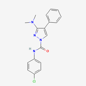 molecular formula C18H17ClN4O B3125136 N-(4-chlorophenyl)-3-(dimethylamino)-4-phenyl-1H-pyrazole-1-carboxamide CAS No. 321538-49-2