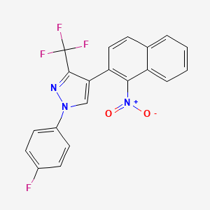 molecular formula C20H11F4N3O2 B3125282 1-(4-fluorophenyl)-4-(1-nitronaphthalen-2-yl)-3-(trifluoromethyl)-1H-pyrazole CAS No. 321998-71-4