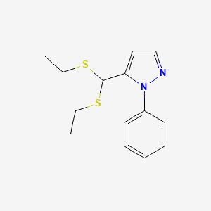 ethyl (ethylsulfanyl)(1-phenyl-1H-pyrazol-5-yl)methyl sulfide