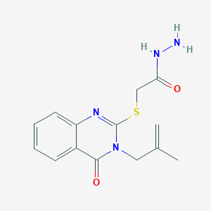 molecular formula C14H16N4O2S B3125651 2-{[3-(2-Methylprop-2-en-1-yl)-4-oxo-3,4-dihydroquinazolin-2-yl]thio}acetohydrazide CAS No. 328076-72-8
