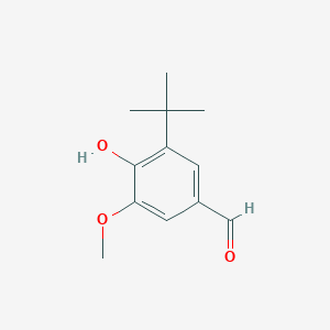 molecular formula C12H16O3 B3126836 Benzaldehyde, 3-(1,1-dimethylethyl)-4-hydroxy-5-methoxy- CAS No. 33837-83-1