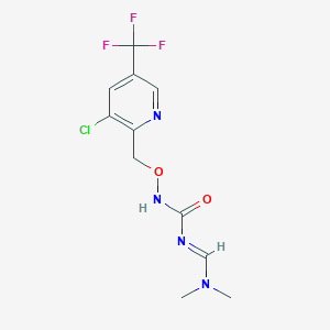 molecular formula C11H12ClF3N4O2 B3127011 N'-[[[[3-Chloro-5-(trifluoromethyl)-2-pyridinyl]methoxy]amino]carbonyl]-N,N-dimethylmethanimidamide CAS No. 338396-77-3