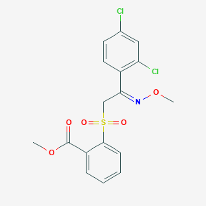 molecular formula C17H15Cl2NO5S B3127131 methyl 2-[(2E)-2-(2,4-dichlorophenyl)-2-(methoxyimino)ethanesulfonyl]benzoate CAS No. 338400-68-3