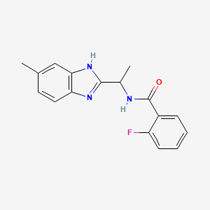 molecular formula C17H16FN3O B3127341 2-Fluoro-N-(1-(5-methyl-1H-1,3-benzimidazol-2-yl)ethyl)benzenecarboxamide CAS No. 338410-65-4