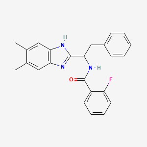 molecular formula C24H22FN3O B3127349 N-(1-(5,6-Dimethyl-1H-1,3-benzimidazol-2-yl)-2-phenylethyl)-2-fluorobenzenecarboxamide CAS No. 338410-76-7
