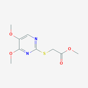 molecular formula C9H12N2O4S B3127707 Methyl 2-((4,5-dimethoxy-2-pyrimidinyl)sulfanyl)acetate CAS No. 338423-43-1