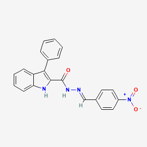 molecular formula C22H16N4O3 B3127788 N'-[(4-nitrophenyl)methylene]-3-phenyl-1H-indole-2-carbohydrazide CAS No. 338748-84-8