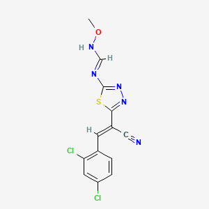 molecular formula C13H9Cl2N5OS B3128083 N'-[5-[(E)-1-cyano-2-(2,4-dichlorophenyl)ethenyl]-1,3,4-thiadiazol-2-yl]-N-methoxymethanimidamide CAS No. 338775-34-1