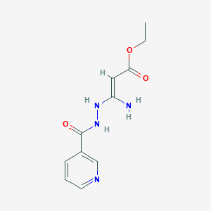 molecular formula C11H14N4O3 B3128318 ethyl (2E)-3-amino-3-[(pyridin-3-yl)formohydrazido]prop-2-enoate CAS No. 338794-82-4