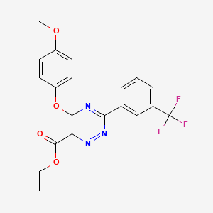 molecular formula C20H16F3N3O4 B3128457 Ethyl 5-(4-methoxyphenoxy)-3-[3-(trifluoromethyl)phenyl]-1,2,4-triazine-6-carboxylate CAS No. 338959-68-5