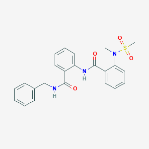 molecular formula C23H23N3O4S B312885 N-{2-[(benzylamino)carbonyl]phenyl}-2-[methyl(methylsulfonyl)amino]benzamide 