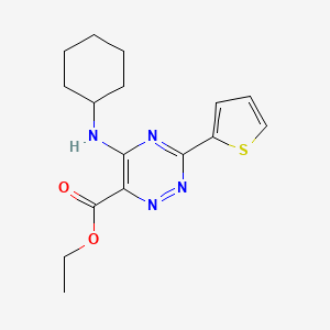 molecular formula C16H20N4O2S B3129118 Ethyl 5-(cyclohexylamino)-3-(2-thienyl)-1,2,4-triazine-6-carboxylate CAS No. 339014-26-5