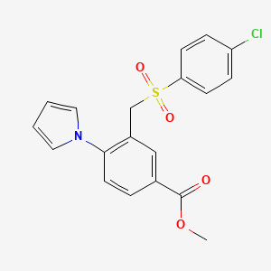 molecular formula C19H16ClNO4S B3129164 methyl 3-{[(4-chlorophenyl)sulfonyl]methyl}-4-(1H-pyrrol-1-yl)benzenecarboxylate CAS No. 339016-40-9