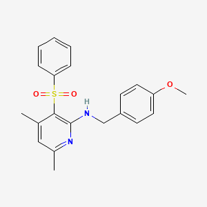 molecular formula C21H22N2O3S B3129170 N-(4-methoxybenzyl)-4,6-dimethyl-3-(phenylsulfonyl)-2-pyridinamine CAS No. 339017-07-1