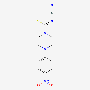 molecular formula C13H15N5O2S B3129326 methyl N-cyano-4-(4-nitrophenyl)tetrahydro-1(2H)-pyrazinecarbimidothioate CAS No. 339021-28-2