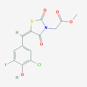 molecular formula C13H9ClINO5S B312939 methyl [(5E)-5-(3-chloro-4-hydroxy-5-iodobenzylidene)-2,4-dioxo-1,3-thiazolidin-3-yl]acetate 