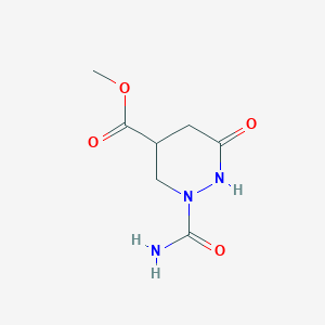 molecular formula C7H11N3O4 B3129421 Methyl 2-(aminocarbonyl)-6-oxohexahydro-4-pyridazinecarboxylate CAS No. 339096-91-2