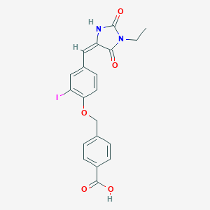 molecular formula C20H17IN2O5 B312949 4-({4-[(1-ethyl-2,5-dioxo-4-imidazolidinylidene)methyl]-2-iodophenoxy}methyl)benzoic acid 