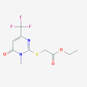 molecular formula C10H11F3N2O3S B3129546 Ethyl 2-((1-methyl-6-oxo-4-(trifluoromethyl)-1,6-Dihydro-2-pyrimidinyl)sulfanyl)acetate CAS No. 339101-93-8