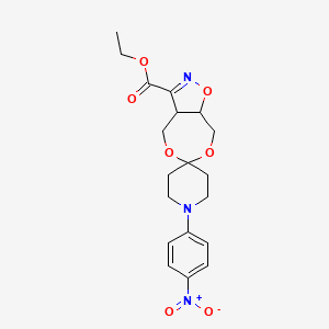molecular formula C19H23N3O7 B3129804 ethyl 1'-(4-nitrophenyl)spiro[3a,4,8,8a-tetrahydro-[1,3]dioxepino[5,6-d][1,2]oxazole-6,4'-piperidine]-3-carboxylate CAS No. 339110-80-4