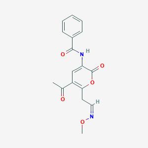 molecular formula C17H16N2O5 B3130194 N-[5-acetyl-6-[(2Z)-2-methoxyiminoethyl]-2-oxopyran-3-yl]benzamide CAS No. 341966-13-0