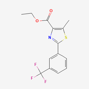 molecular formula C14H12F3NO2S B3130417 Ethyl 5-methyl-2-[3-(trifluoromethyl)phenyl]-1,3-thiazole-4-carboxylate CAS No. 343322-67-8