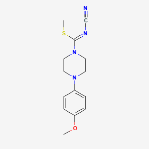 molecular formula C14H18N4OS B3130532 methyl N-cyano-4-(4-methoxyphenyl)tetrahydro-1(2H)-pyrazinecarbimidothioate CAS No. 343375-67-7