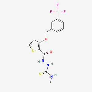 molecular formula C15H14F3N3O2S2 B3130554 N-methyl-2-[(3-{[3-(trifluoromethyl)benzyl]oxy}-2-thienyl)carbonyl]-1-hydrazinecarbothioamide CAS No. 343376-09-0