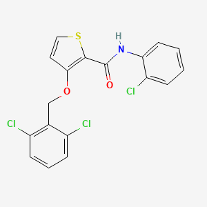 molecular formula C18H12Cl3NO2S B3130650 N-(2-chlorophenyl)-3-[(2,6-dichlorophenyl)methoxy]thiophene-2-carboxamide CAS No. 344270-09-3