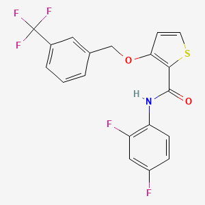 molecular formula C19H12F5NO2S B3130673 N-(2,4-difluorophenyl)-3-{[3-(trifluoromethyl)phenyl]methoxy}thiophene-2-carboxamide CAS No. 344273-05-8