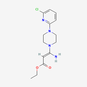 molecular formula C14H19ClN4O2 B3130727 ethyl (E)-3-amino-3-[4-(6-chloropyridin-2-yl)piperazin-1-yl]prop-2-enoate CAS No. 344282-93-5