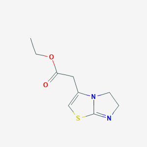 molecular formula C9H12N2O2S B3130786 Ethyl 2-(5,6-dihydroimidazo[2,1-b]thiazol-3-yl)acetate CAS No. 34467-14-6