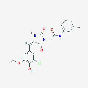 molecular formula C21H20ClN3O5 B313090 2-[(4E)-4-[(3-chloro-5-ethoxy-4-hydroxyphenyl)methylidene]-2,5-dioxoimidazolidin-1-yl]-N-(3-methylphenyl)acetamide 