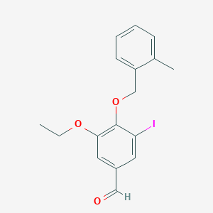molecular formula C17H17IO3 B3131952 3-Ethoxy-5-iodo-4-((2-methylbenzyl)oxy)benzaldehyde CAS No. 361369-08-6