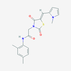 molecular formula C19H19N3O3S B313210 N-(2,4-dimethylphenyl)-2-{5-[(1-methyl-1H-pyrrol-2-yl)methylene]-2,4-dioxo-1,3-thiazolidin-3-yl}acetamide 