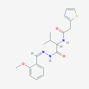 molecular formula C19H23N3O3S B313278 N-[(Z)-(2-methoxyphenyl)methylideneamino]-3-methyl-2-[(2-thiophen-2-ylacetyl)amino]butanamide 