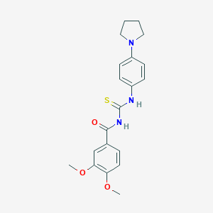 molecular formula C20H23N3O3S B313336 N-(3,4-dimethoxybenzoyl)-N'-[4-(1-pyrrolidinyl)phenyl]thiourea 
