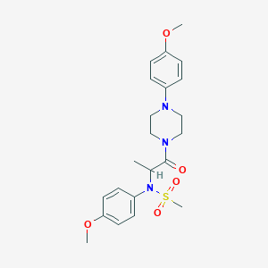 molecular formula C22H29N3O5S B313361 N-(4-methoxyphenyl)-N-[1-[4-(4-methoxyphenyl)piperazin-1-yl]-1-oxopropan-2-yl]methanesulfonamide 