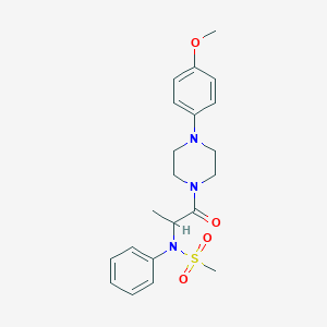 molecular formula C21H27N3O4S B313362 N-[1-[4-(4-methoxyphenyl)piperazin-1-yl]-1-oxopropan-2-yl]-N-phenylmethanesulfonamide 
