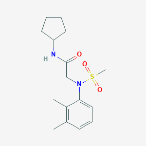 molecular formula C16H24N2O3S B313369 N-cyclopentyl-N~2~-(2,3-dimethylphenyl)-N~2~-(methylsulfonyl)glycinamide 