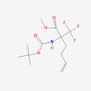 molecular formula C13H20F3NO4 B3133721 Methyl 2-[(tert-butoxycarbonyl)amino]-2-(trifluoromethyl)hex-5-enoate CAS No. 397844-31-4