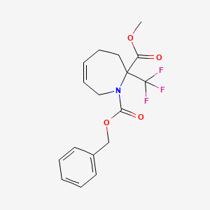 molecular formula C17H18F3NO4 B3133737 1-Benzyl 2-methyl 2-(trifluoromethyl)-2,3,4,7-tetrahydroazepine-1,2-dicarboxylate CAS No. 397844-37-0