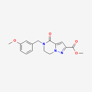 molecular formula C16H17N3O4 B3133861 Methyl 5-(3-methoxybenzyl)-4-oxo-4,5,6,7-tetrahydropyrazolo[1,5-a]pyrazine-2-carboxylate CAS No. 400074-39-7