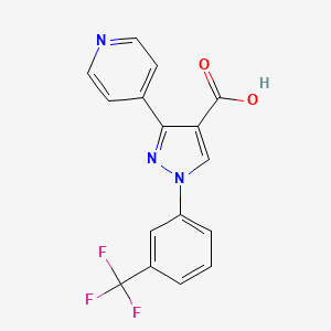 molecular formula C16H10F3N3O2 B3134050 3-(Pyridin-4-yl)-1-(3-(trifluoromethyl)phenyl)-1H-pyrazole-4-carboxylic acid CAS No. 400076-49-5