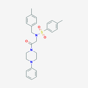 molecular formula C27H31N3O3S B313428 4-METHYL-N-[(4-METHYLPHENYL)METHYL]-N-[2-OXO-2-(4-PHENYLPIPERAZIN-1-YL)ETHYL]BENZENE-1-SULFONAMIDE 